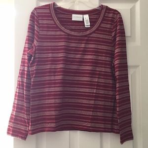Liz Claiborne red striped long sleeve shirt